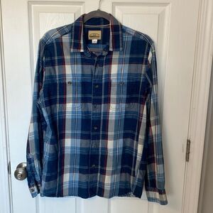 Roebuck & Co. - blue plaid button down shirt- size medium